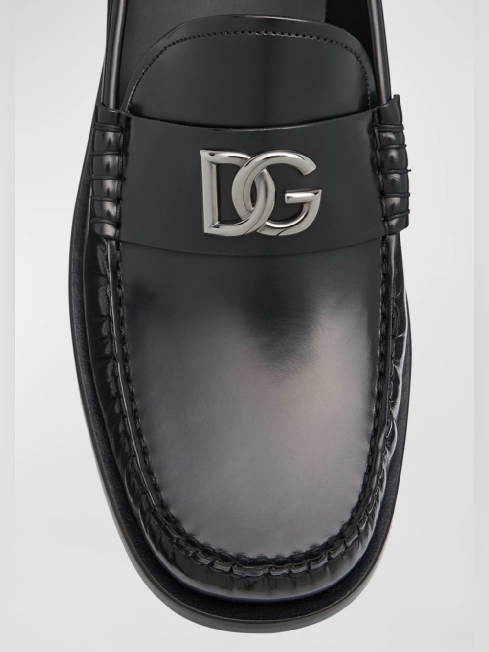 Dolce & Gabbana logo plaque polished leather loafers